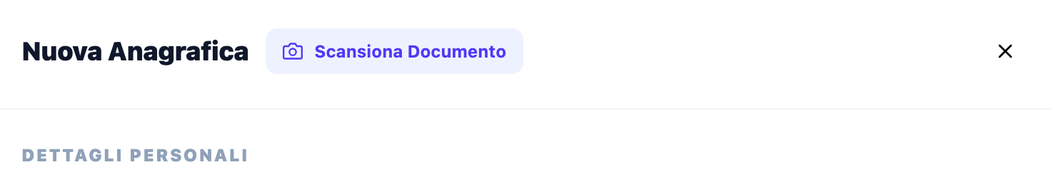 Bottone Scansiona Documento nel form anagrafica